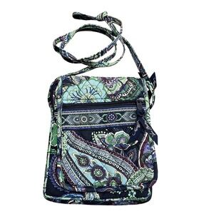 Y2K VERA BRADLEY Rhythm & Blue‎ Crossbody Bag Mini Purse Wallet Paisley Flowers